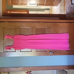 Brand New Hot Pink Tie Shoulder Maxi Dress Size L
